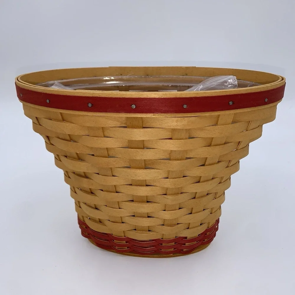 VTG 2002 Longaberger Basket May Series Geranium Liner, Tag, Protector Signed